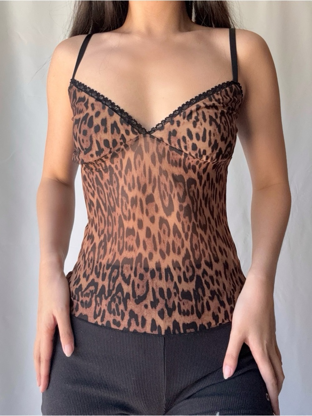 Bella Venice Gigi Mesh Cami Top in Cheetah